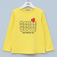 Kız Çocuk Şardonsuz Uzun Kol Ince Tişört - 31617 - Sarı