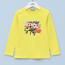 Kız Çocuk Şardonsuz Uzun Kol Ince Tişört - 31697 - Fıstık Yeşili