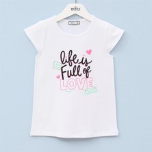 Kız Çocuk Kısa Kol Tişört - 31794 - Beyaz