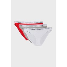 Calvin Klein Logolu Pamuklu Düşük Bel 3 Pack Külot 000QD5207EW9F Bayan Külot 000QD5207E W9F