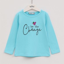 Kız Çocuk Şardonsuz Uzun Kol Ince Tişört - 32091 - Turkuaz