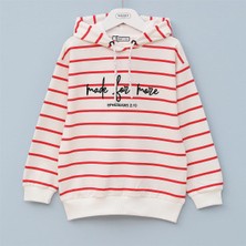 Kız Çocuk Şardonsuz Uzun Kol Ince Kapşonlu Tişört - 32031 - Kırmızı - Vanilya