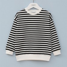 Kız Çocuk Uzun Kol Ince Bisiklet Yaka Tişört - 32134 - Siyah