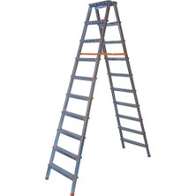 Asvera Elmas Serisi -10+10 Basamaklı Çift Çıkışlı Galvanizli Profil Merdiven (Ev, Bahçe, İşyeri İçin Uygun)