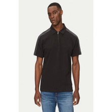 Erkek Ck Logo Şerit Polo T-Shirt - Siyah