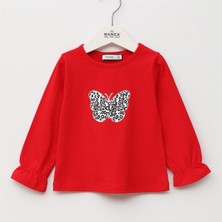 Kız Çocuk Uzun Kol Ince Kışlık Tişört  - (2 Yaş-7 Yaş) - 32454 - Kırmızı