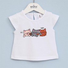 Kız Çocuk Kısa Kol Tişört - 32083 - Beyaz