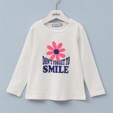 Kız Çocuk Şardonsuz Uzun Kol Ince Tişört - 32089 - Vanilya