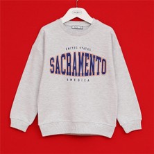 Kız Çocuk Uzun Kol Ince Bisiklet Yaka Tişört - 32252 - Melanj