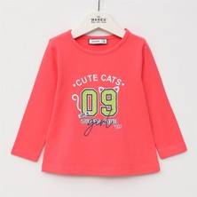 Kız Çocuk Şardonsuz Uzun Kol Ince Tişört - 32430 - Nar Çiçeği