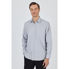 Siyah Sert Yaka Kendinden Desenli Classic Pamuklu Comfort Fit Gömlek 1004250220