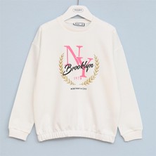 Kız Çocuk O Yaka Uzun Kol Ince Kışlık Tişört  - (7 Yaş-12 Yaş) - 32198 - Vanilya