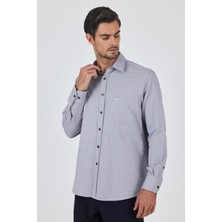 Bordo Sert Yaka Kendinden Desenli Classic Pamuklu Comfort Fit Gömlek 1004250219