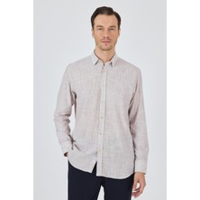 Kahverengi Uzun Kol Cepsiz Pamuk Casual Comfort Fit Gömlek 1004250127