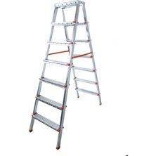 Asvera Elmas Serisi - 7+7 Basamaklı Çift Çıkışlı Galvanizli Profil Merdiven (Ev, Bahçe, İşyeri İçin Uygun)