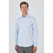 Uzun Kol Düz Bez Ayağı Sert Yaka Cepsiz Pamuklu Classic Slim Fit Gömlek 1004250160