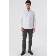 İmza Beyaz Kısalabilir Kollu Desenli Jakarlıcepsiz %100 Pamuk Casual Slim Fit Gömlek 1004230181