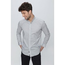 İmza Gri Uzun Kol Klasik Slim Fit Pamuklu Likralı Gömlek 1004225247