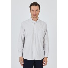 Uzun Kol Kareli Desen Bez Ayağı Düğmeli Yaka Cepli Pamuklu Classic Comfort Fit Gömlek 1004250197