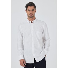 Uzun Kol Çizgili Desen Düğmeli Yaka Cepli Classic Comfort Fit Gömlek 1004250189