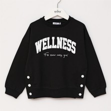 Kız Çocuk O Yaka Uzun Kol Ince Kışlık Tişört  - (7 Yaş-12 Yaş) - 32303 - Siyah