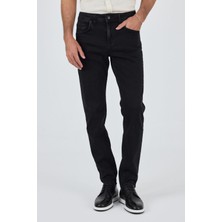 Siyah Gabardin 5 Cep Düz Paça Casual Slim Fit Pamuklu Denim Pantolon 1023250151
