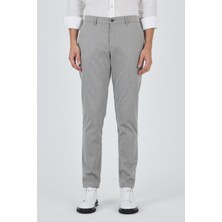 Gri Desenli Armürlü Yan Cep Düz Paça Comfort Fit Pamuklu Casual Chino Pantolon 1003250122