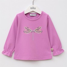 Kız Çocuk O Yaka Uzun Kol Ince Kışlık Tişört  - (2 Yaş-7 Yaş) - 32394 - Lila
