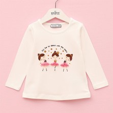 Kız Çocuk Uzun Kol Ince Kışlık Tişört  - (1 Yaş-6 Yaş) - 32434 - Vanilya