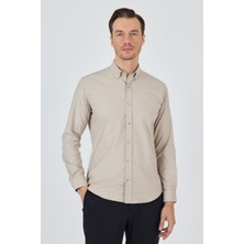 Uzun Kol Düz Bez Ayağı Düğmeli Yaka Cepsiz Pamuklu Casual Slim Fit Gömlek 1004250212