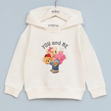 Kız Çocuk Kapüşonlu Uzun Kol Ince Kışlık Tişört  - (2 Yaş-7 Yaş) - 32331 - Vanilya