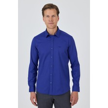 Uzun Kol Düz Bez Ayağı Sert Yaka Cepsiz Pamuklu Classic Slim Fit Gömlek 1004250195