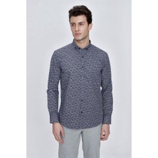 İmza Koyu Lacivert Uzun Kol Gömlek Yaka Klasik Slim Fit Pamuklu Gömlek 1004225223