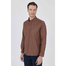 Uzun Kol Düz Bez Ayağı Düğmeli Yaka Cepsiz Pamuklu Casual Slim Fit Gömlek 1004250212