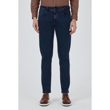 Lacivert Gabardin 5 Cep Düz Paça Casual Slim Fit Pamuklu Denim Pantolon 1023250151