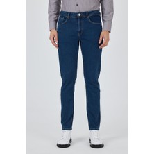 Lacivert Gabardin 5 Cep Düz Paça Casual Slim Fit Pamuklu Denim Pantolon 1023250155