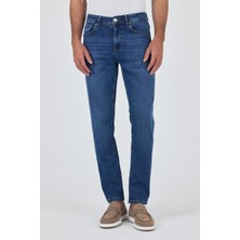 Lacivert Gabardin 5 Cep Düz Paça Casual Slim Fit Pamuklu Denim Pantolon 1023250156