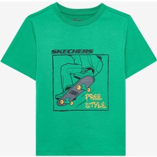 Skechers B Regular Fit Graphic Tee T-Shirt Büyük Erkek Çocuk Dark Green Tshirt SK2510112-300