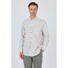 Koyu Yeşil Kısa Kol Ekose Desen Düğmeli Yaka Pamuk Casual Comfort Fit Gömlek 1004250101