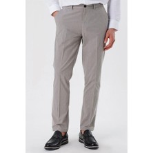 İmza Koyu Bej Çizgili Armürlü % 100 Pamuk Yan Cepli Comfort Fit Rahat Kesim Casual Pantolon 1003230160