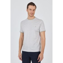 İmza Kısa Kol Çizgili Desen Suprem Bisiklet Yaka Cepsiz Slim Fit Tişört 1011250106