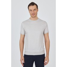 İmza Kısa Kol Baskılı İnterlok Bisiklet Yaka Cepsiz Pamuklu Slim Fit Tişört 1011250124