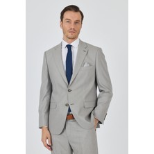 Açık Bej Mono Yaka Astarlı Çift Yırtmaç Esnek 6 Drop Comfort Fit Classic Takım Elbise 1001250161