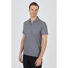 Koyu Antrasit Polo Yaka Kısa Kol Cepsiz Slim Fit Classic Tişört 1011250176