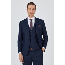 Düz Filafil Mono Yaka Tam Astar Yelekli 6 Drop Slim Fit Takım Elbise 1001250171