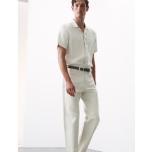 Marks & Spencer Keten Karışımlı Geniş Paça Jean Pantolon