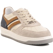 4Y1987 Bej-Lacivert Hakiki Deri Erkek Sneaker