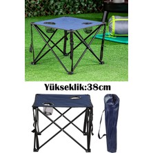 Binbir Reyon Çantalı Bardak Gözlü Lacivert Katlanır Kamp Masası 46CMX46CMX38CM HA042