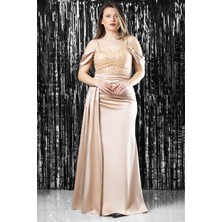 Pul Payet Detaylı Saten Abiye Gold MDV374