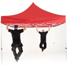 Otomatik Gazebo Çardak 300 x 300  cm  Tente Teras Bahçe Kamelyası Gölgelik Kırmızı